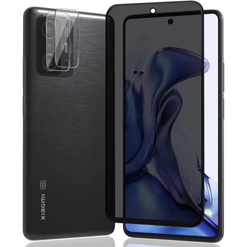 KAL-Verre Trempé Pour Xiaomi 11T/11T Pro Protection D'Écran. Contenir 1 Pièces Verre Trempé Anti Espion Et 2 Pièces D'Objectif Arrière Protection - Confidentialité, Anti-Rayures
