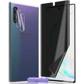 Film De Confidentialité Tpu Pour Samsung Galaxy Note 10 (1 Pièce) + 2 Protège-Lentilles En Verre Trempé 9h - Anti-Espion, Anti-Rayures, Pose Facile