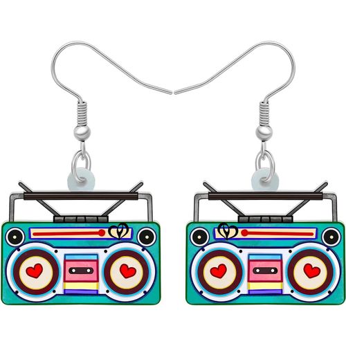 Kal-Acrylic Fun Vintage Boucles D'oreilles Cassette Tape Radio Bijoux Rétro Pour Femmes Filles 80s 90s Cadeaux Nostalgiques Fête Favors