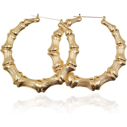 Cmjaagur-1 Paire Léger Grand Boucles D'oreilles Bambou, Femme Plaqué Personnalité Boucles D'oreilles, Boucle D'oreille Pendante Hip Hop[M395]