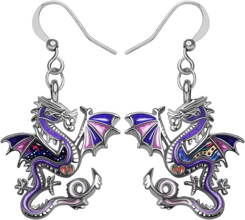 Kal-Alliage D`Émail Dragon Boucles D`Oreilles Mythique Dinosaure Pendentifs Mode Bijoux Pour Femmes Filles Charms Cadeaux