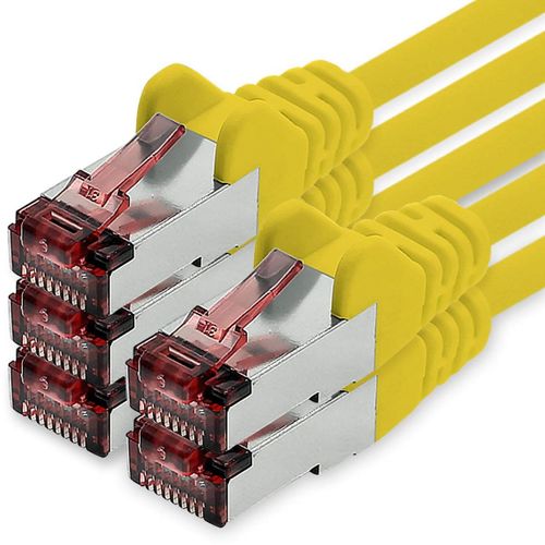 KAL-Câble Réseau Cat6 5 X 2 M Jaune Câble Ethernet Lankabel Câble Réseau Cat6 Lan Câble Patch Sftp Pimf 1000 Mbit S