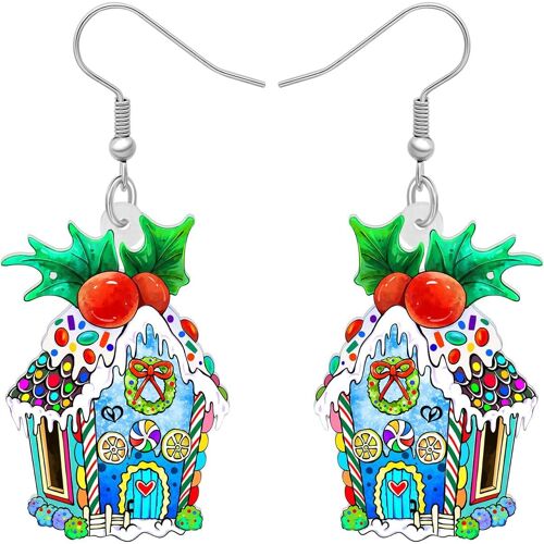 Kal-Boucles D'oreilles Acrylique Noël Bonhomme De Neige Pendentif Pain D'epice Bijoux Hypoallergénique Pour Femmes Amis Cadeaux Charm