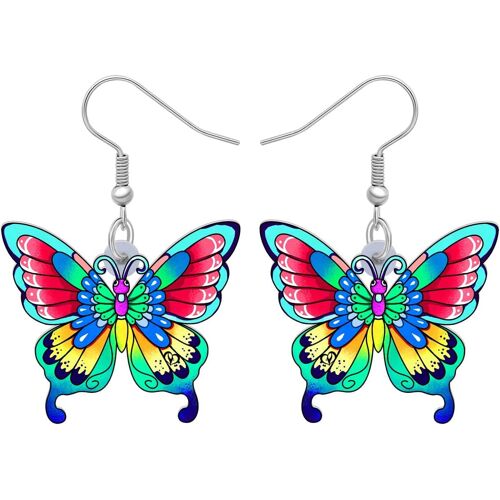 Kal-Boucles D'oreilles Pendantes Papillon Et Insecte En Acrylique Coloré Et Mignon Pour Femmes Filles Cadeaux Charms