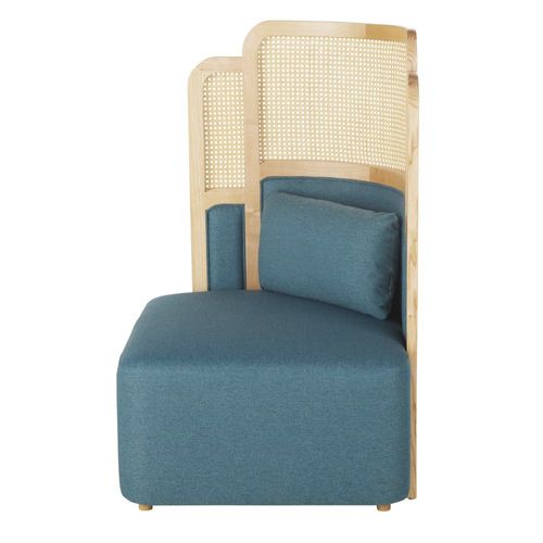 Fauteuil Professionnel Dossier Haut Bleu-Vert Et Cannage En Bois De Frêne
