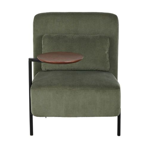 Fauteuil Professionnel En Velours Côtelé Vert Olive Et Tablette Amovible