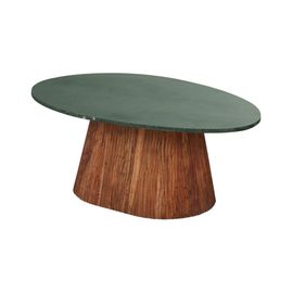 Table Basse En Marbre Vert Et Bois D'acacia Massif L103