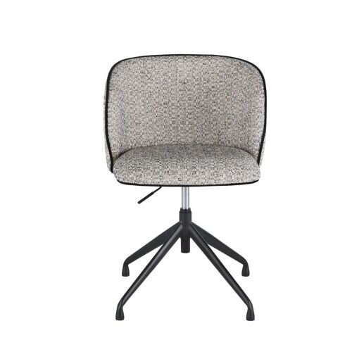 Chaise de bureau réglable et pivotante gris chiné et acier noir