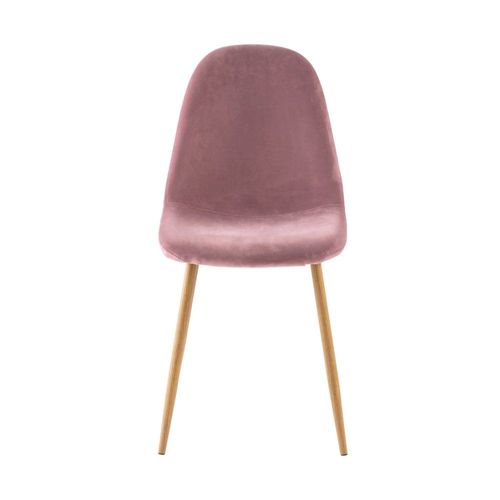 Chaise Style Scandinave En Velours Vieux Rose