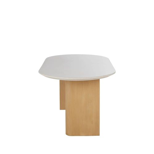 Table À Manger Ovale En Marbre Blanc Effet Travertin 8 Personnes L180