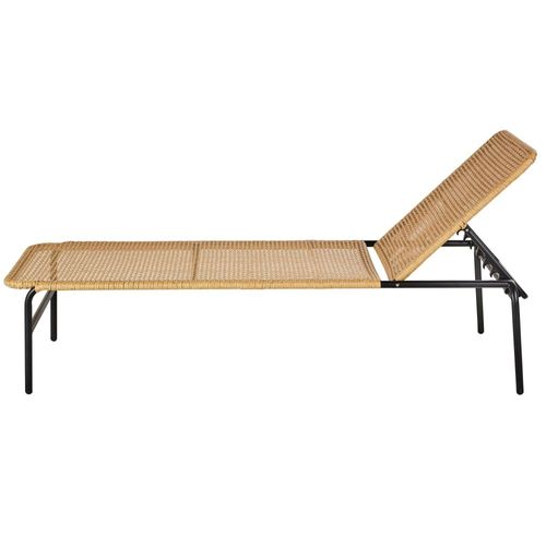 Bain De Soleil Pour Hôtel En Acier Noir Et Résine Recyclée Beige