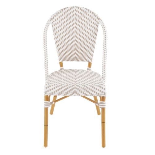 Chaise De Jardin Professionnelle En Résine Tressée Blanche/Beige H88