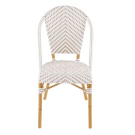 Chaise De Jardin Professionnelle En Résine Tressée Blanche/Beige H88