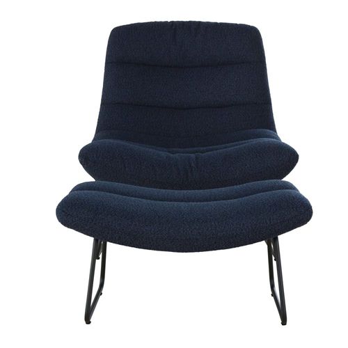 Fauteuil Et Repose-Pieds Bouclettes Bleu Nuit