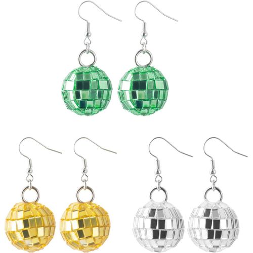 Boucles D'oreilles Boule Disco, 3 Paires Boucles D'oreilles Boule Miroir, Boucles D'oreilles Disco 70s 80s, Vêtements De Fête Disco, Accessoires De Mode Rétro