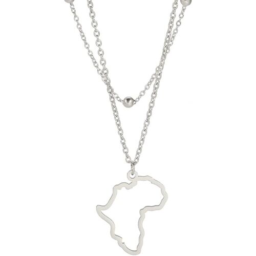 Kal-Collier Pendentif Carte Pour Femmes Hommes En Acier Inoxydable Personnalisé Minimaliste Pendentif À Breloque Évidée Avec Contour De Carte D'afrique Colliers Bijoux