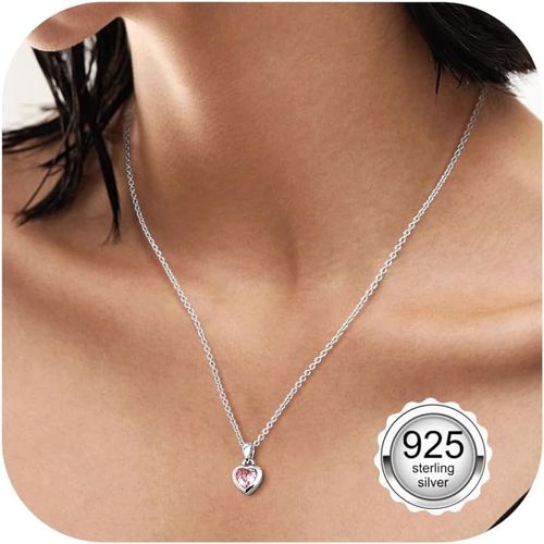 Jum-Colliers Argent Sterling 925 Pour Femmes Colliers Coeur D'amour Colliers Pour Dames Avec Pendentifs Zircone Cubique Bijoux Cadeau Pour Femmes Filles