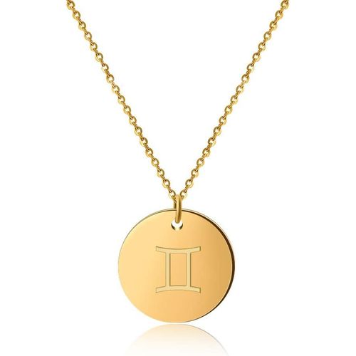 Jum-Chaîne Du Zodiaque En Or 18 Carats-Résistant À L'eau I Collier Doré Avec Pendentif Horoscope I Zodiac Necklace En Acier Inoxydable Pour Femmes
