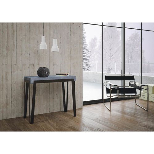 Console extensible effet béton gris 90x40/196 cm