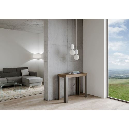 Console Extensible Effet Bois Noyer 90x40/196 Cm