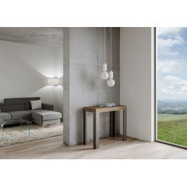 Console Extensible Effet Bois Noyer 90x40/196 Cm