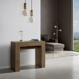 Console Extensible Effet Bois Noyer 90x42/198 Cm