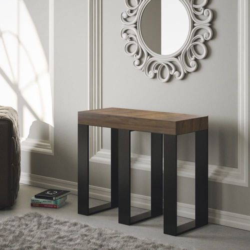 Console Extensible Effet Bois Noyer 90x40/196 Cm
