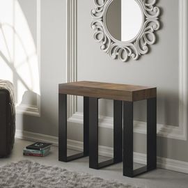 Console Extensible Effet Bois Noyer 90x40/196 Cm
