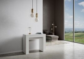 Console extensible 90x42/302 cm effet bois frêne blanc