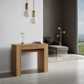 Console Extensible Effet Bois Chêne Nature 90x42/198 Cm