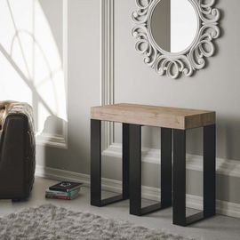 Console Extensible Effet Bois Chêne Nature 90x40/300 Cm