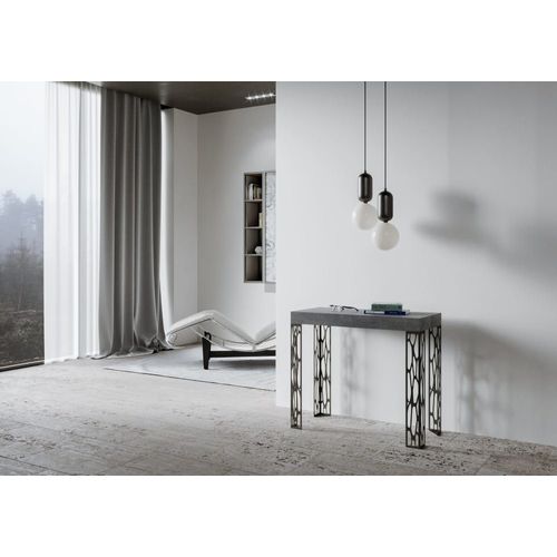 Console Extensible Effet Béton Gris 90x40/196 Cm