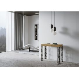 Console Extensible Effet Bois Chêne Nature 90x40/196 Cm