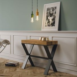 Console Extensible Effet Bois Chêne Nature 90x40/196 Cm