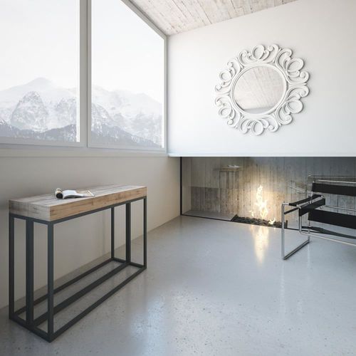 Console Extensible Effet Bois Chêne Nature 90x40/196 Cm