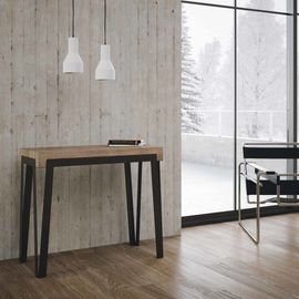 Console Extensible Effet Bois Chêne Nature 90x40/196 Cm
