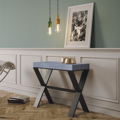 Console Extensible Effet Béton Gris 90x40/300 Cm