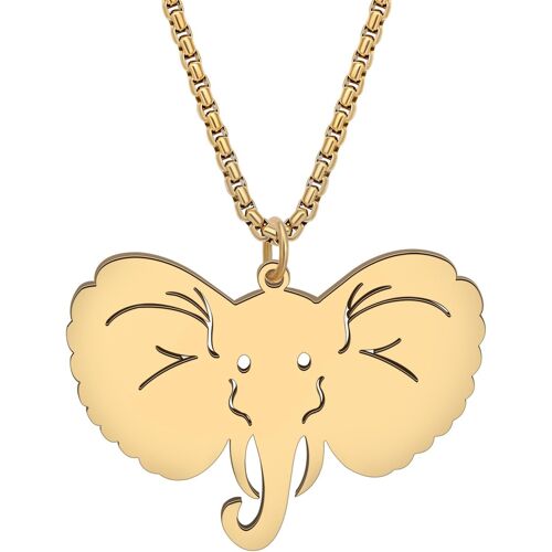Kal-Collier Éléphant Pendentif Bijoux En Acier Inoxydable Elephant Cadeaux Pour Femmes Filles Collier 18k Or Délicate Charms