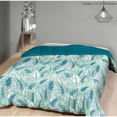Couette Tempérée Imprimé Leaf Blue/Non Tissé - 2 Personnes - Mi Saison
