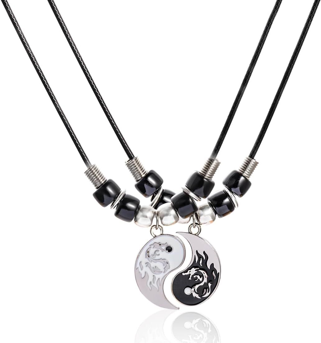 OUDQFCJ 2 Pièces Collier Yin Yang Couple, Collier Taichi BFF