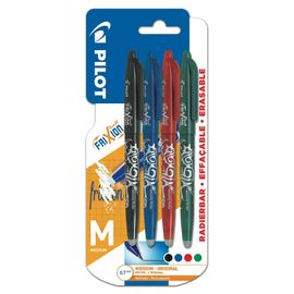 Lot De 4 Stylos Rollers Frixion Ball Encre Effaçable Pointe Moyenne 0,7mm Coloris Assortis