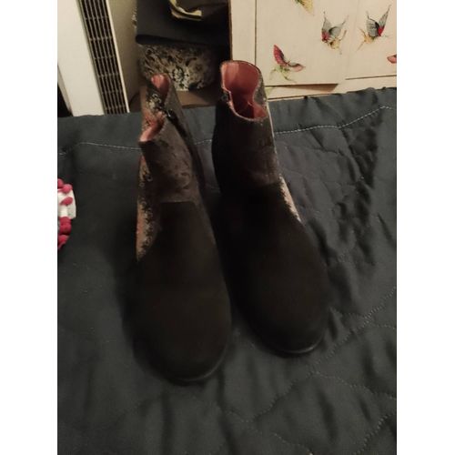 Bottines En Cuir Noir Motifs Colorés 38 Desigual.