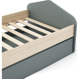 Lit Gigogne Enfant 90x190 Cm À Tiroir En Bois Vert Kaki