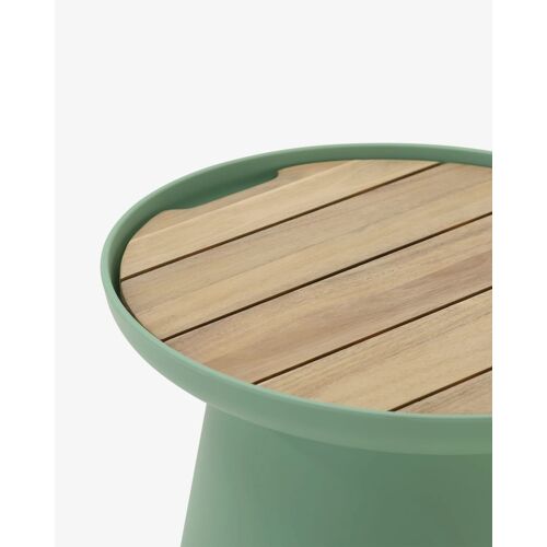 Table D'appoint Ronde En Polypropylène Vert Et Bois D50