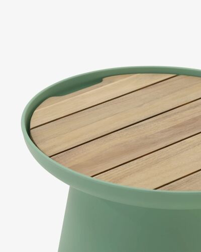 Table D'appoint Ronde En Polypropylène Vert Et Bois D50
