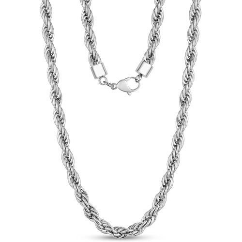 Kal-Chaîne Maille Corde Torsadée Fine 3 Mm Acier Plaqué Argent - Collier Chaine Femme Homme Unisexe Longueur 40 45 50 55 Cm - Bijoux Mode Cadeau