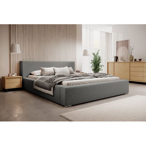 Lit Avec Matelas En Tissu Bouclé 140x200 Cm, Anthracite