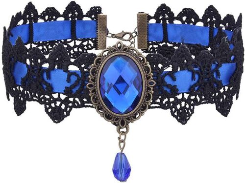 Collier Évidé Collier Chaîne Goutte D'eau Style Clavicule Choke Collier Bijoux Halloween Party Accessoires Pour Femmes (Bleu)