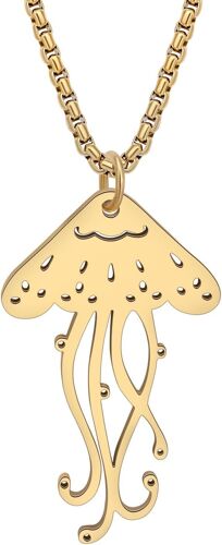 Kal-Collier De Méduses Mignon En Acier Inoxydable Plaqué Or 18k Animaux De L'océan Pour Femmes Filles Pendentif Vie Marine Bijoux Pour Cadeaux Fête