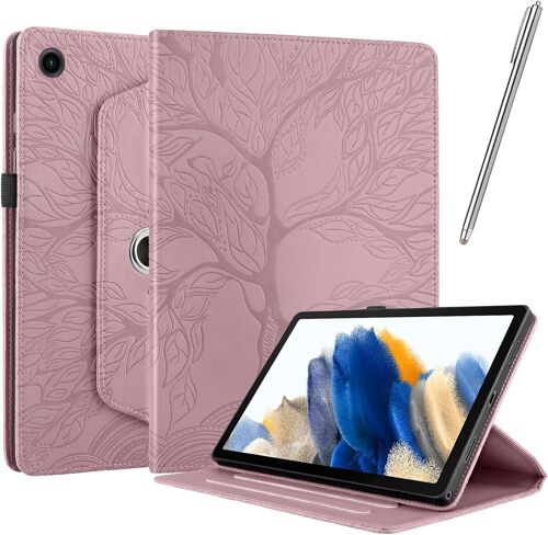 Coque Pour Samsung Galaxy Tab A9 8,7 Pouce 2023, Pu Flip Avec [Stylet] Fonction Support Antichoc Étui Rotatif À 360° [Sommeil/Réveil Automatique] - Or Rose[Coq9121462]